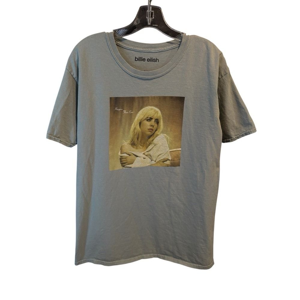 Billie Eilish T Shirt Happier Than Ever Album unisex Graphic Large sage green